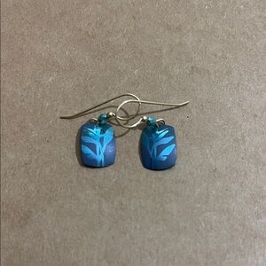 Holly Yashi Niobium and Crystal Earrings! Blue Leaf Drop Earrings, stunning!